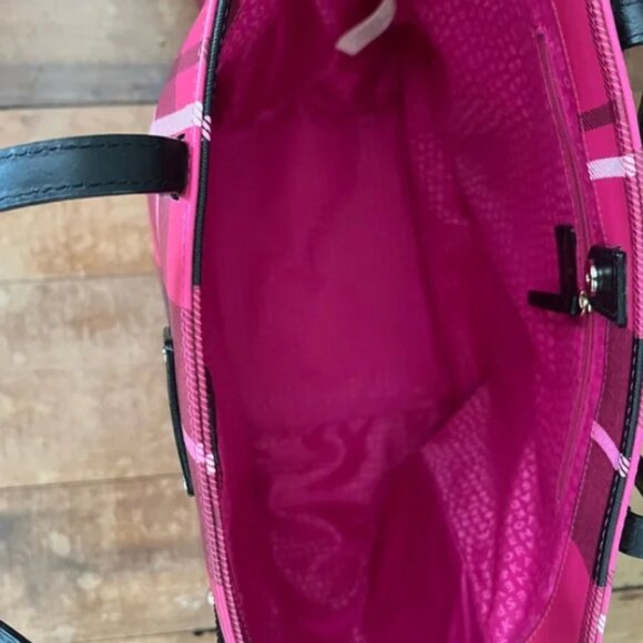 Kate Spade pink plaid large tote - SEE PICS - Picture 4 of 4